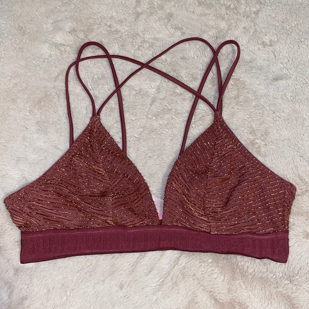 Victoria Secret Rose Pink and Gold Bralette Medium